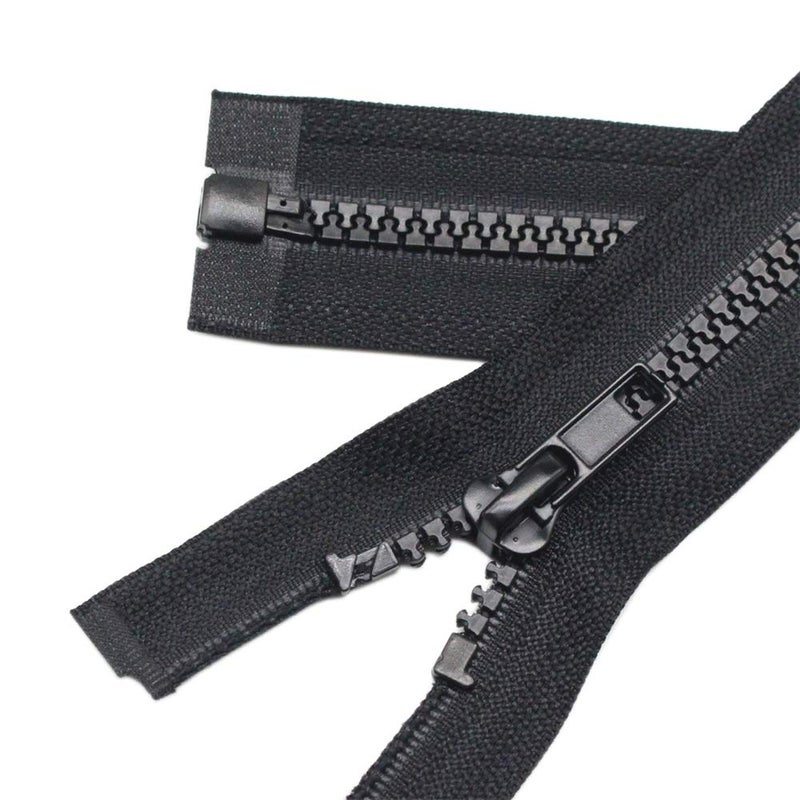 YaHoGa 2PCS #5 30 Inch Separating Jacket Zippers for Sewing Coats Jacket Zipper Black Molded Plastic Zippers Bulk (30" 2pc) - Image 1